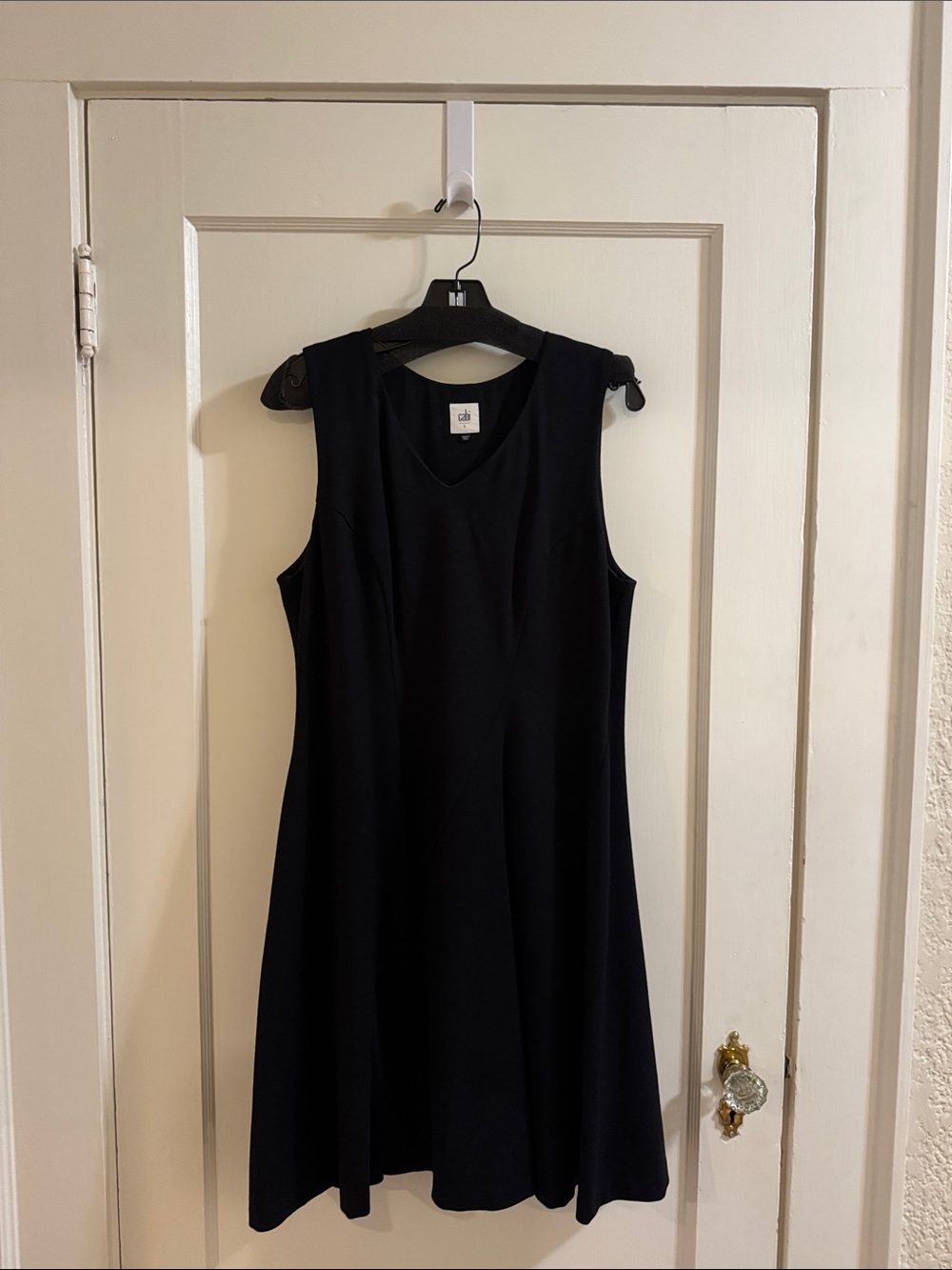 CAbi Heavyweight Black Sleeveless Lined V-Neck Dress